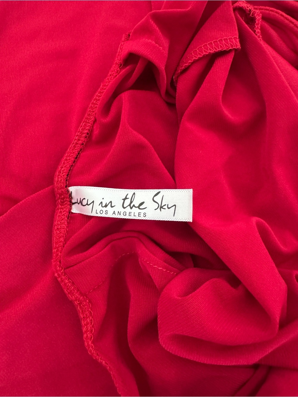Lucy in the Sky Red Halter Maxi Dress Size Small Open Back High Slit - Picture 4 of 5